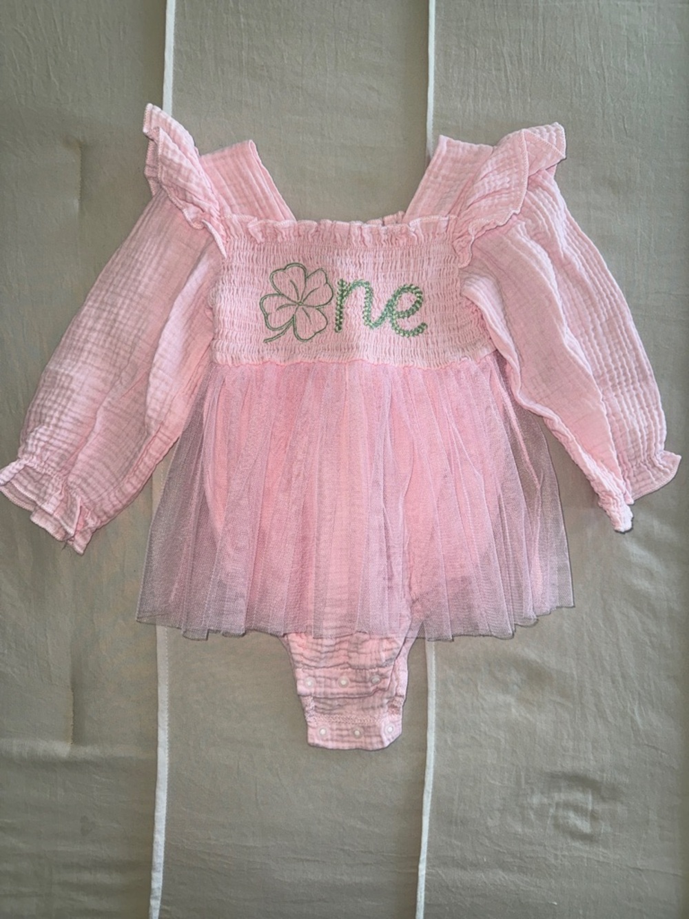 Pink Baby Girl One First Birthday Tutu Bodysuit
